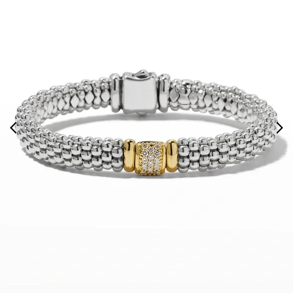 Silver Caviar Bracelet with 18k Gold